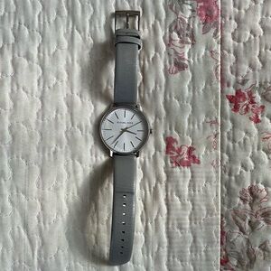Michael Kors Grey Genuine Leather Pyper Watch 38mm